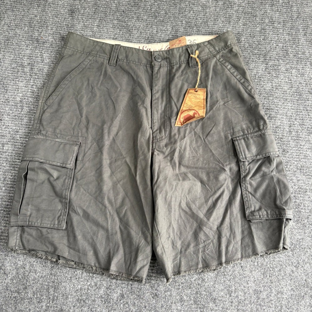 Red Camel Mens Gray Raw Hem Cargo Shorts Size 36 Cotton Distressed Gorpcore